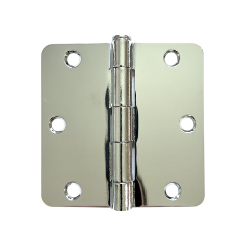 Polished Chrome 3 1/2" Door Hinges 1/4" Radius