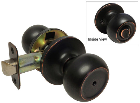 Dark Oil Rubbed Bronze Privacy Handle Round Knob - Style 5765DBR