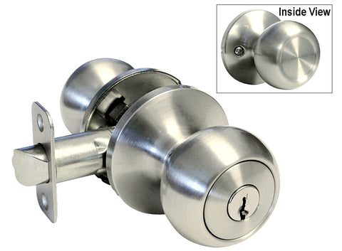 Storeroom Satin Nickel Entrance Handle Round Knob - Style J-5765DC