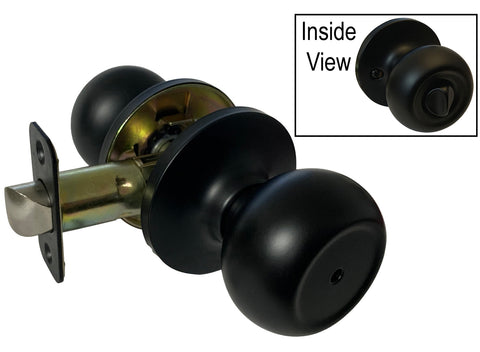 Black Finish Privacy Handle Round Knob - Style 5765NBL