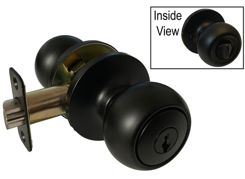 Black Finish Entry Handle Round Knob - Style 5765NBL