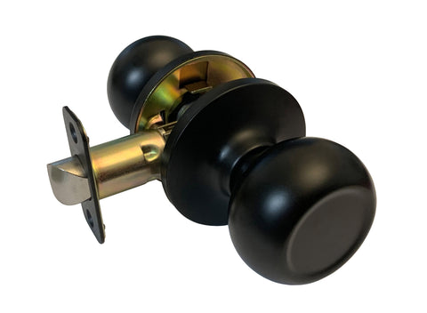 Black Finish Passage Handle Round Knob - Style 5765NBL