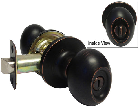 Dark Oil Rubbed Bronze Privacy Handle Oval Egg Shaped Knob - Style 6093DBR