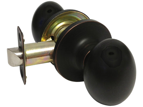 Dark Oil Rubbed Bronze Passage Handle Oval Egg Shaped Knob - Style 6093DBR