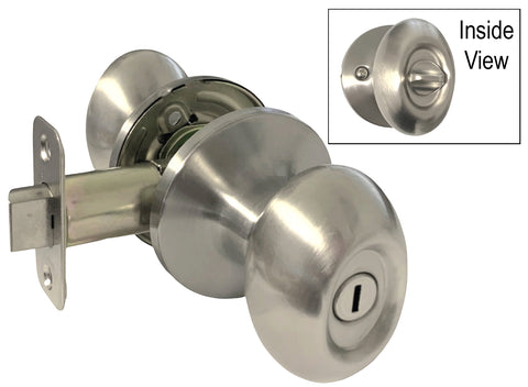 Satin Nickel Privacy Handle Oval Egg Shaped Knob - Style 6093DC