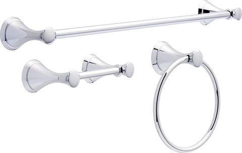 Delta CLI63-PC Carlisle 3 Pieces Bath Hardware Polished Chrome with 24" Towel Bar