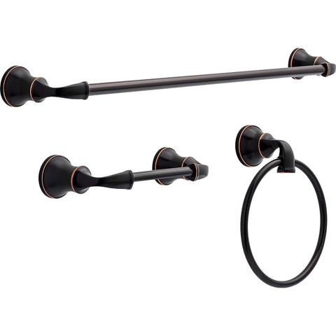 Delta Lorain Oil Rubbed Bronze 3 Piece Bathroom Accessory Set LRN63-OB with 24" Towel Bar