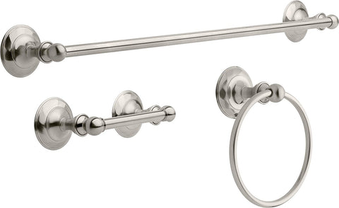 Delta PRI63-BN Pirouette 3 Pieces Bath Hardware Satin Nickel with 24" Towel Bar