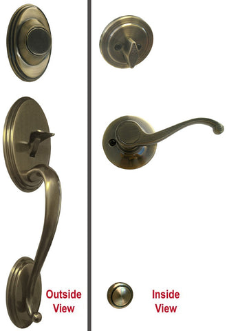 Antique Brass Front Door Entry Handle Set Dummy - Style 835AB