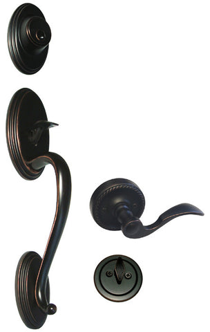 Dark Oil Rubbed Bronze Front Door Entry Handle Set For Thick Door - Style 6300DBR