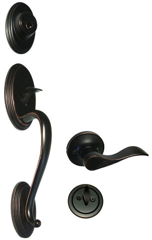 Dark Oil Rubbed Bronze Front Door Entry Handle Set For Thick Door - Style 838DBR