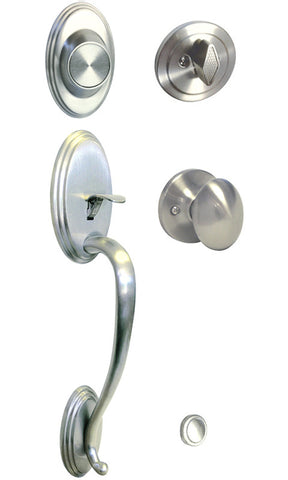 Satin Nickel Front Door Handle Set Dummy For Thick Door - Style 6093DC