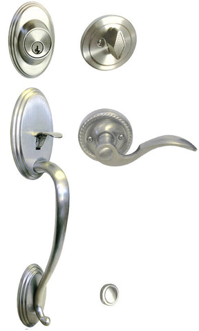 Satin Nickel Front Door Handle Set For Thick Door - Style 6300DC