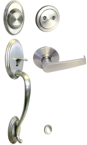 Satin Nickel Front Door Handle Set Dummy - Style 8101S01