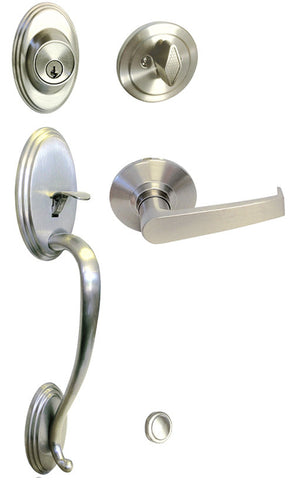 Satin Nickel Front Door Handle Set For Thick Door - Style 8101S01