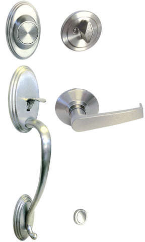 Satin Nickel Front Door Handle Set Dummy For Thick Door - Style 8101S01