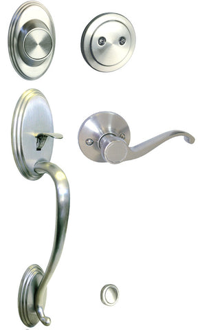 Satin Nickel Front Door Handle Set Dummy For Thick Door - Style 835DC