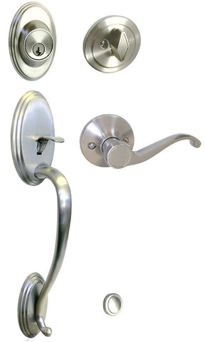 Satin Nickel Front Door Handle Set For Thick Door - Style 835DC