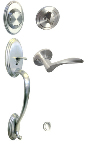 Satin Nickel Front Door Handle Set Dummy For Thick Door - Style 836DC