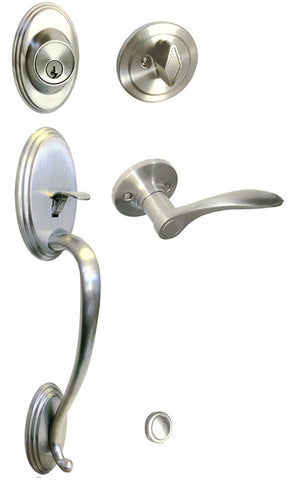 Satin Nickel Front Door Handle Set For Thick Door - Style 836DC