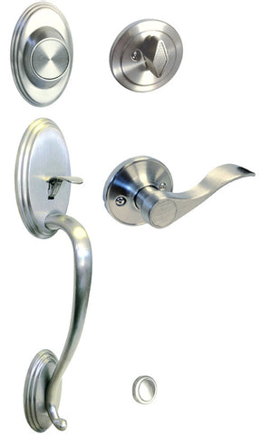 Satin Nickel Front Door Handle Set Dummy - Style 838DC