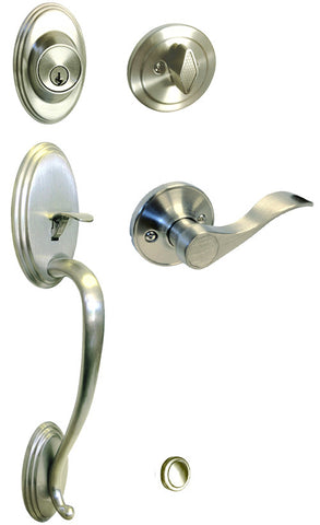 Satin Nickel Front Door Handle Set For Thick Door - Style 838DC