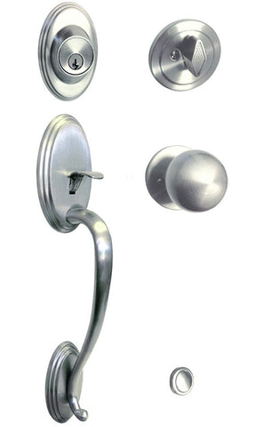 Satin Nickel Front Door Handle Set For Thick Door - Style 5765DC