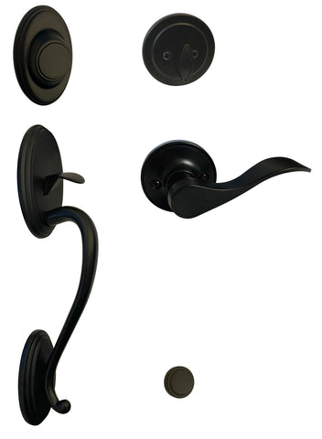 Black Front Door Entry Handle Set Dummy - Style 838NBL