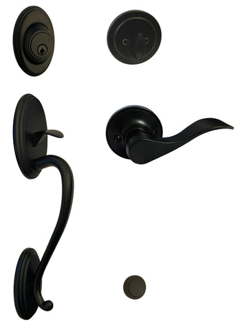 Black Front Door Entry Handle Set - Style 838NBL