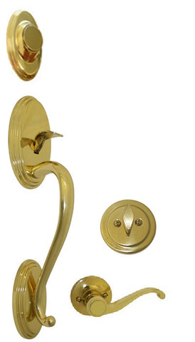Polished Brass Front Door Entry Handle Set Dummy - Style 835PB