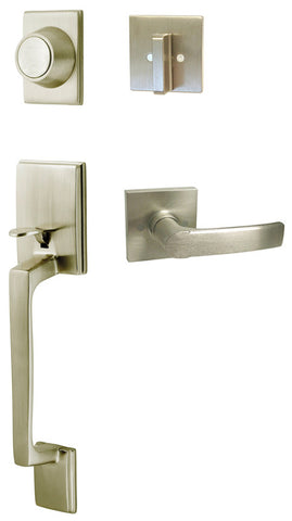 Satin Nickel Front Door Handle Dummy Set - Style 8048DC