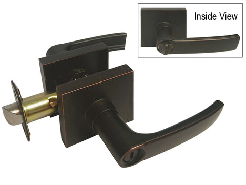 Dark Oil Rubbed Bronze Square Plate Privacy Handle Lever - Style 8048DBR