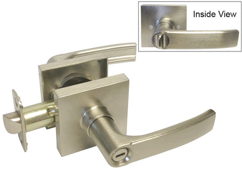 Satin Nickel Square Plate Privacy Handle Lever - Style 8048DC