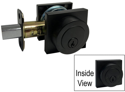 Black Finish Square Straight Corner Plate Double Cylinder Deadbolt