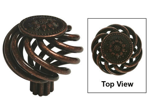 Machined Antique Copper Cabinet Drawer 1-3/8" Sunflower Bird Cage Round Knob 1341 35MM