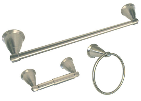 Satin Nickel 3 Piece Bathroom Accessories Set with 24" Towel Bar - Series BA11-BN