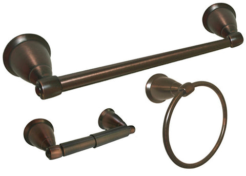 Oil Rubbed Bronze 3 Piece Bathroom Accessories Set with 24" Towel Bar - Series BA11-ORB