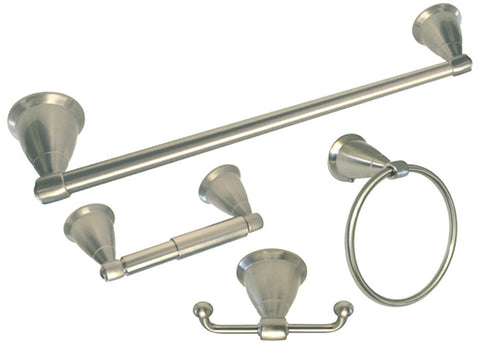 Satin Nickel 4 Piece Bathroom Accessories Set with 24" Towel Bar - Series BA11-BN