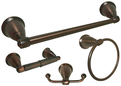 Oil Rubbed Bronze 4 Piece Bathroom Accessories Set with 18" Towel Bar - Series BA11-ORB
