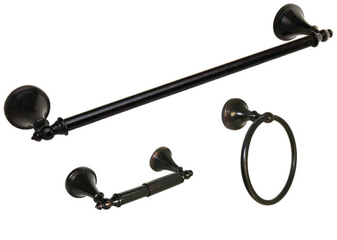 Dark Oil Rubbed Bronze 3 Piece Bathroom Accessories Set with 24" Towel Bar - Series BA61-VBR