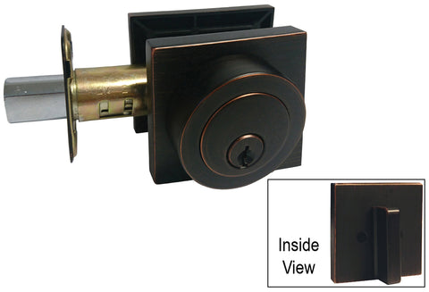 Dark Oil Rubbed Bronze Square Single Cylinder Deadbolt