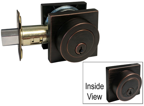 Dark Oil Rubbed Bronze Square Double Cylinder Deadbolt Keyed on Both Side