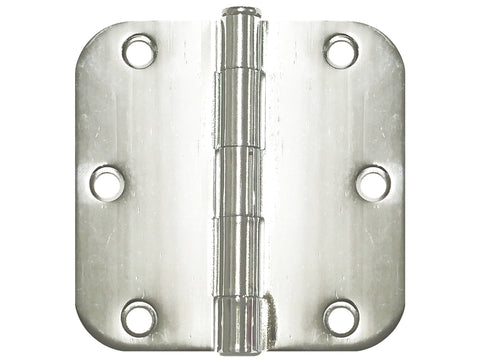 Polished Chrome 3 1/2" Door Hinges 5/8" Radius