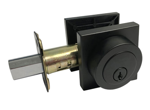 Black door lock mechanism on a white background