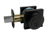 Black door lock mechanism on a white background