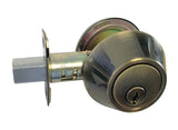 Brass door handle with keyhole on a white background