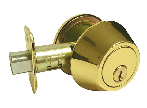 Gold door handle with lock on a white background