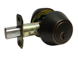 Bronze door handle with lock mechanism on a white background