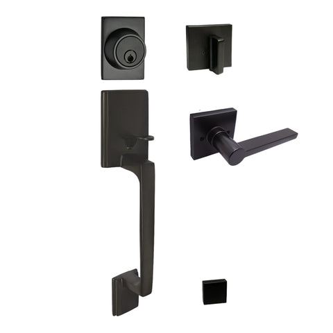 Black Front Door Entry Handleset- Style 80881NBL