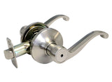 A stainless steel double lever door lockset with a deadbolt, shown on a plain white background.